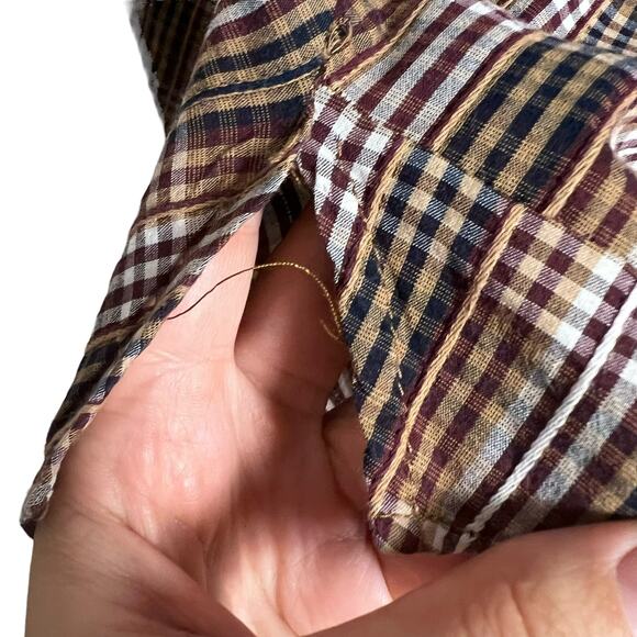 Veronica Beard Isabel Brown Plaid Puff Long Sleeve Mock Neck Top Size 2 - Picture 11 of 15